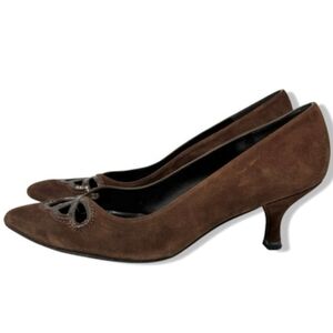 Stuart Weitzman Suede Kitten Heel Pump